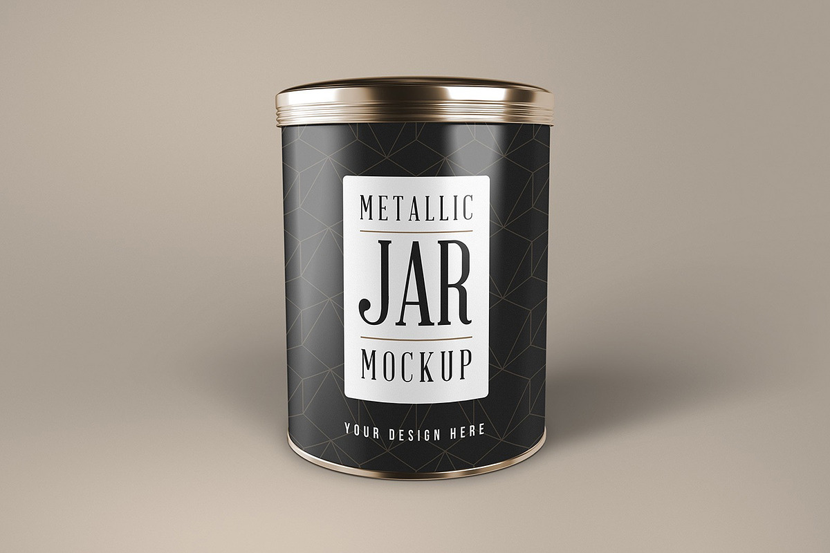 Round Metallic Jar Mockup, a Cups & Container Mockup by Medialoot (Photo 2 of 5)