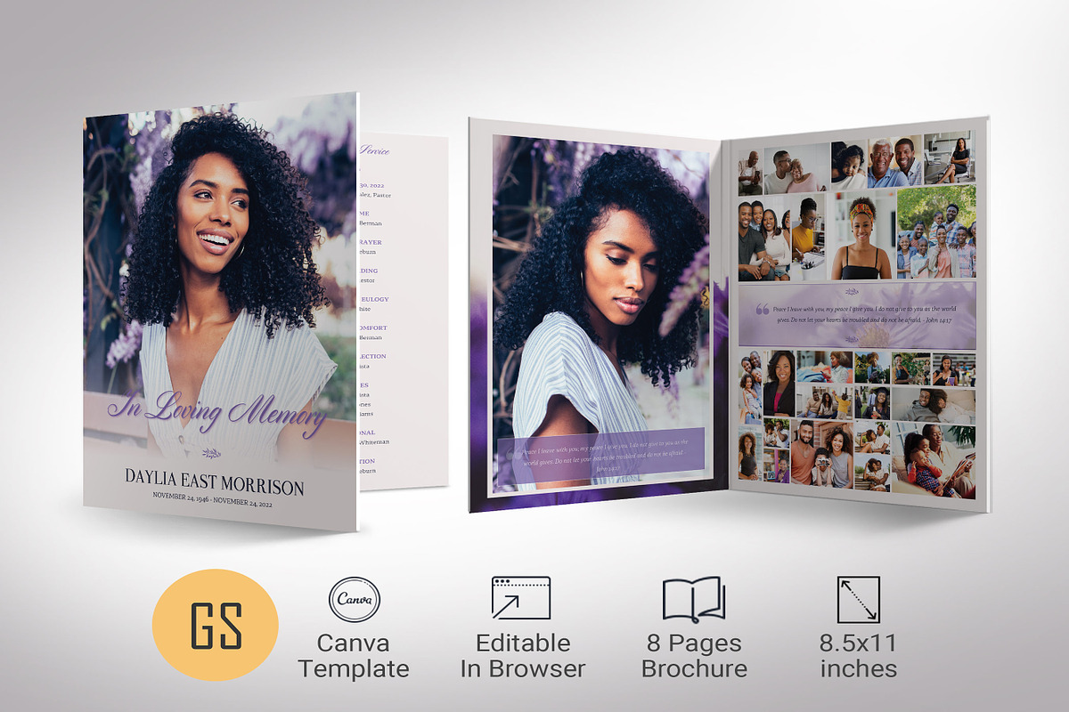 Lavender Love Tabloid Funeral, a Brochure Template by Godserv Designs (Photo 1 of 10)