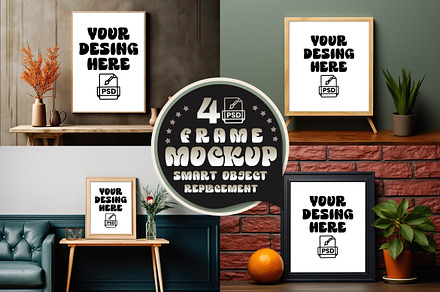 4 PSD Frame Mockup Canvas frame, a Product Mockup by one-touch