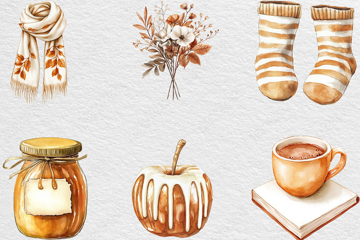 Cozy Caramel & White Fall Clipart, an Illustration by Black Bird Studio (Photo 6 of 6)