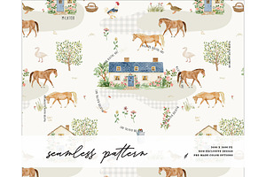 Cottagecore Horse Rancho pattern