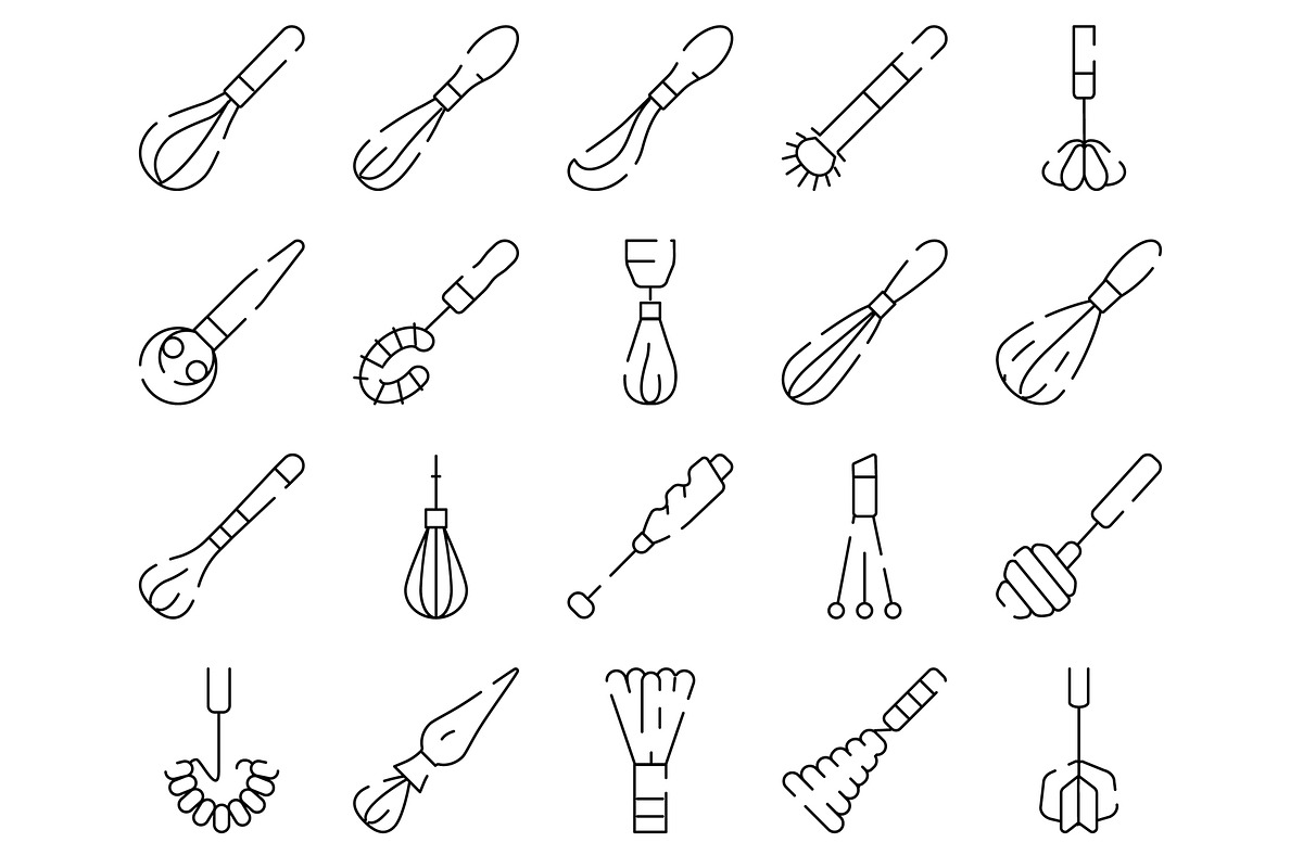 Kitchen whisks vector line icons, an Object Graphic by pikepicture (Photo 2 of 3)