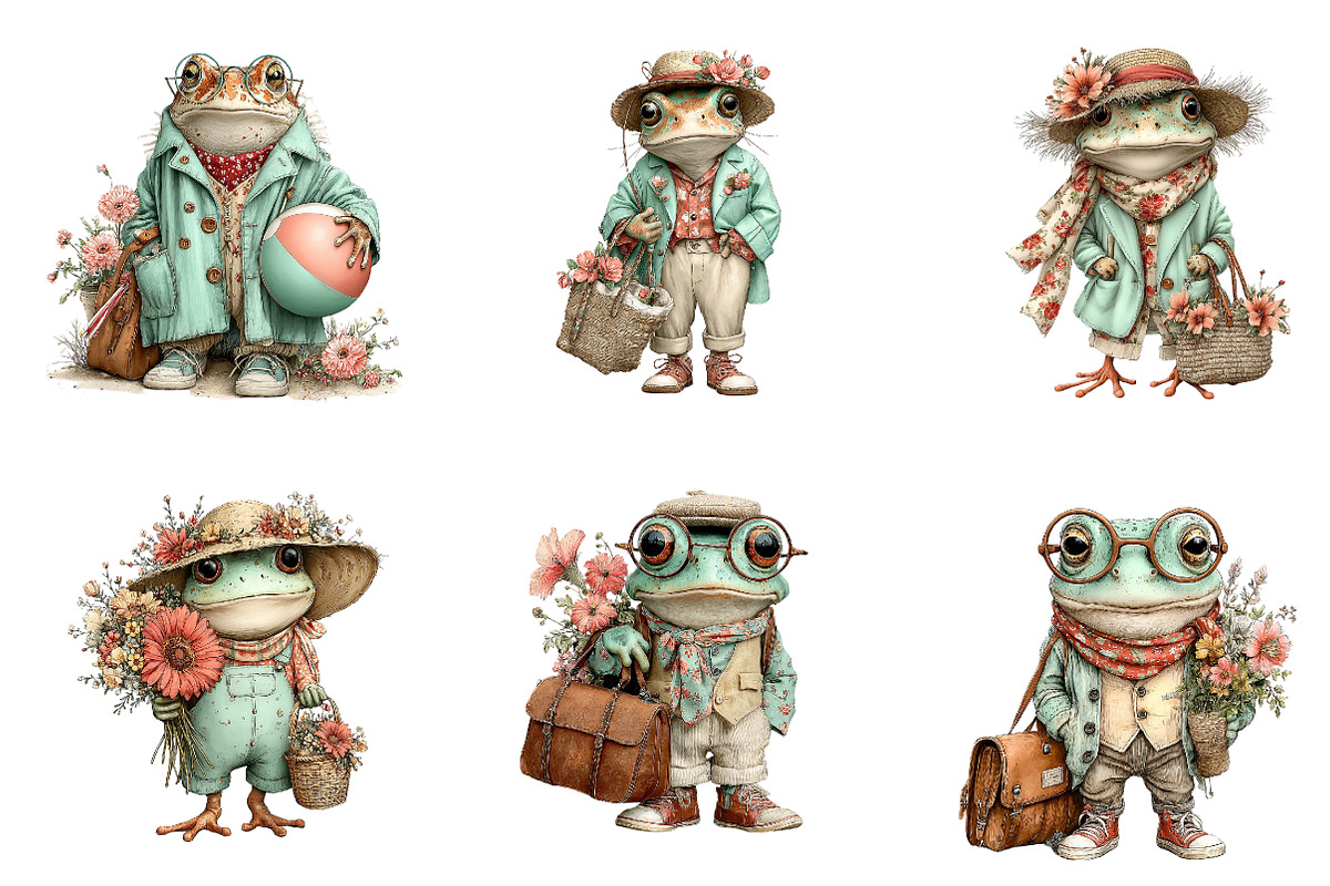 Whimsical Summer Frog Clipart, an Illustration by CreationArt (Photo 5 of 7)
