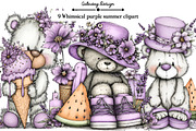Whimsical purple summer clipart, an Illustration by GatewayDesign (Thumbnail 1 of 5)