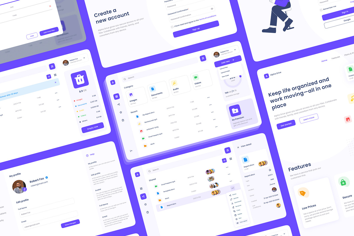 Alpha Drive Cloud Storage Website UI, an UI Kit Template by Product Experience (Photo 6 of 6)