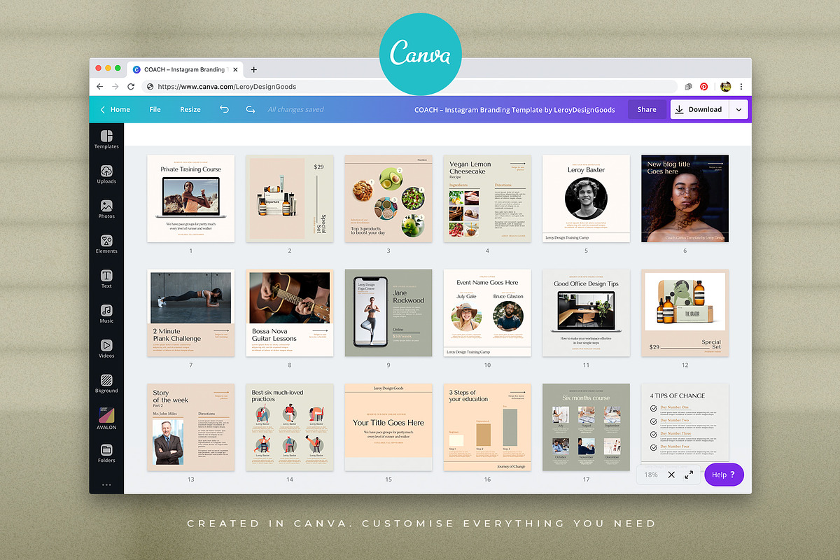 COACH - Canva Instagram Template, a Social Media Template by LEROY Design (Photo 2 of 9)