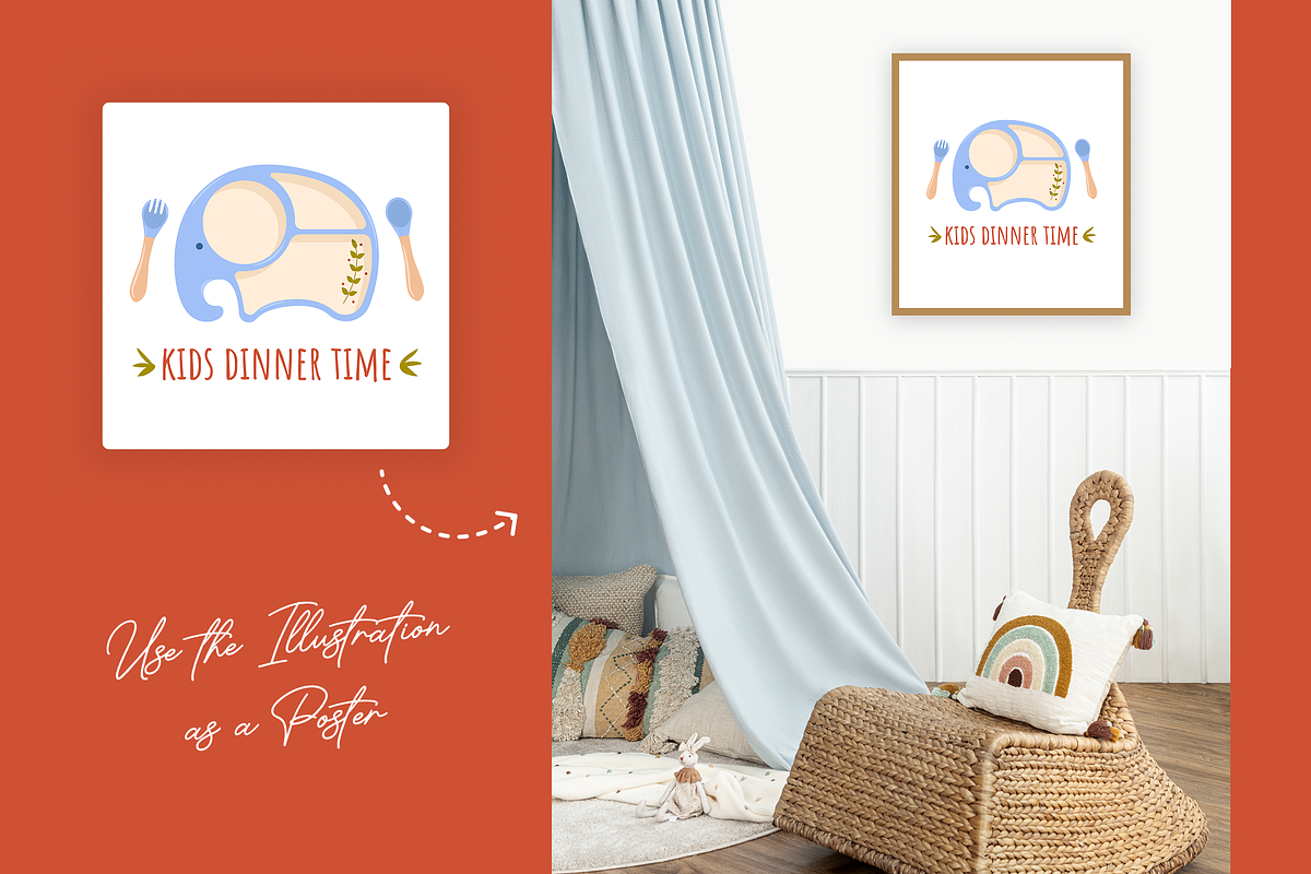 Elephant Mealtime Patterns & Poster, an Illustration by ApollinariaManko (Photo 4 of 7)