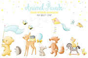 Woodland animals parade clipart, an Animal Illustration by Magic Story Studio (Thumbnail 1 of 6)