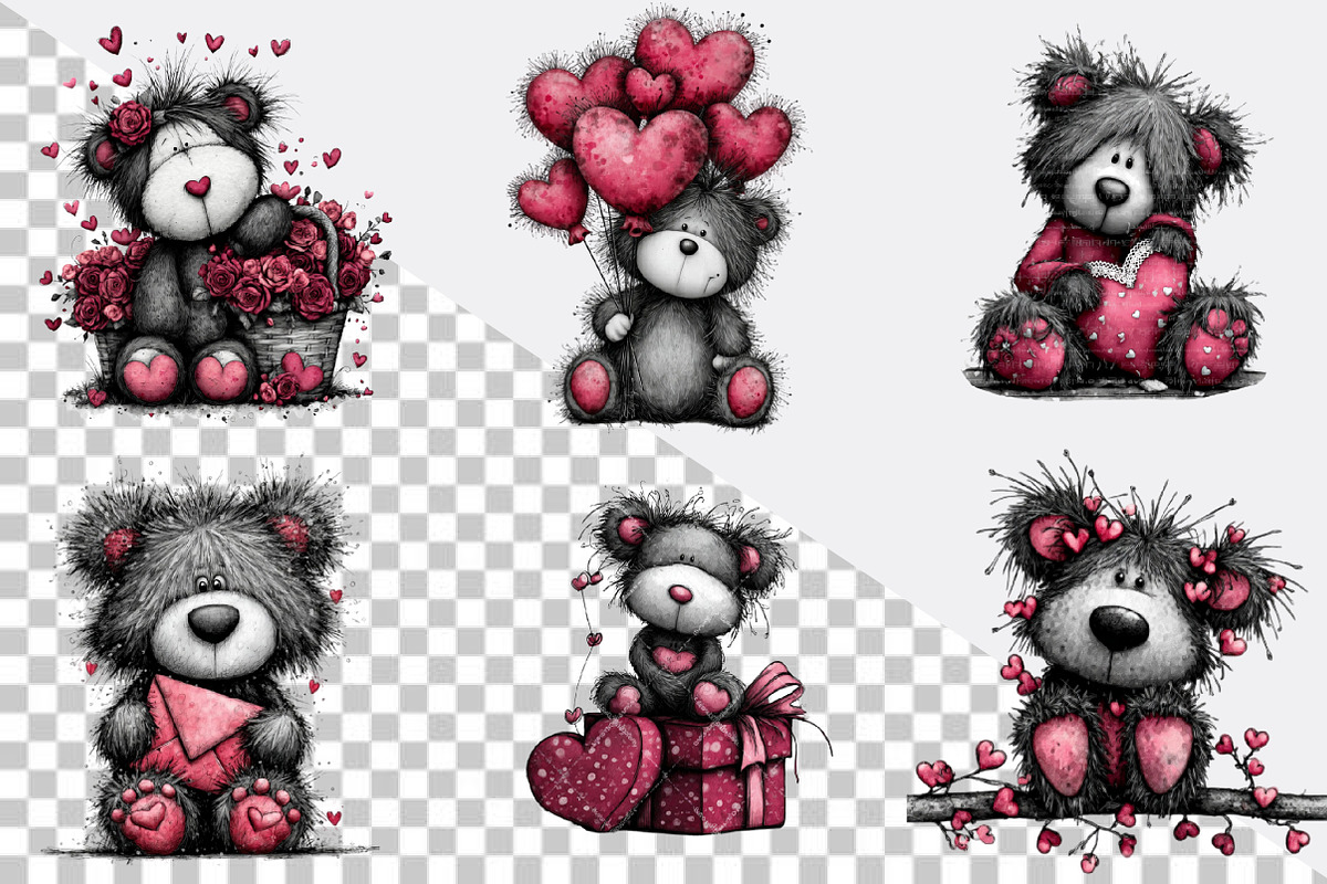 Valentine’s Day Teddy Clipart Bundle, an Illustration by SVGArt (Photo 8 of 8)