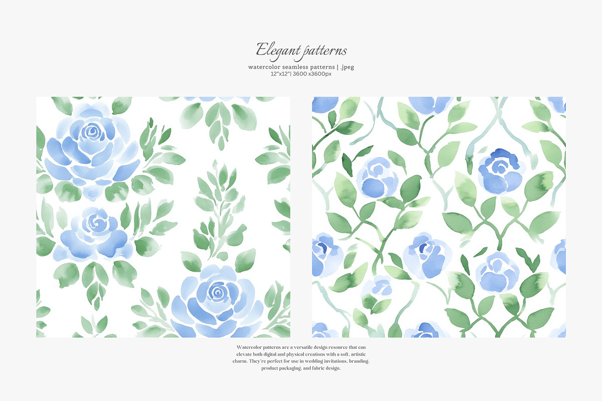 watercolor patterns floral toile, a Pattern Graphic by Patishop Art (Photo 4 of 9)