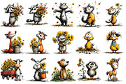 Sunflower Animal PNG Clipart Set, a Seasonal Illustration by OK Design (Thumbnail 3 of 6)