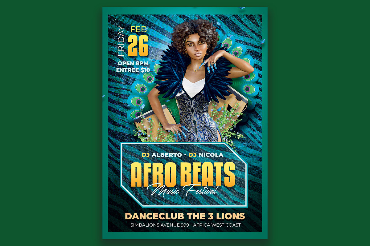 Afro Beats, a Flyer Template by Art and Flyers