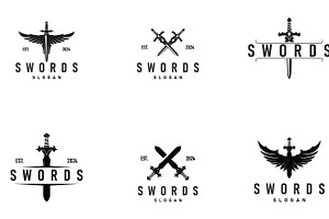 set bundle design logo sword, a Branding & Logo Template by Maylianaw28