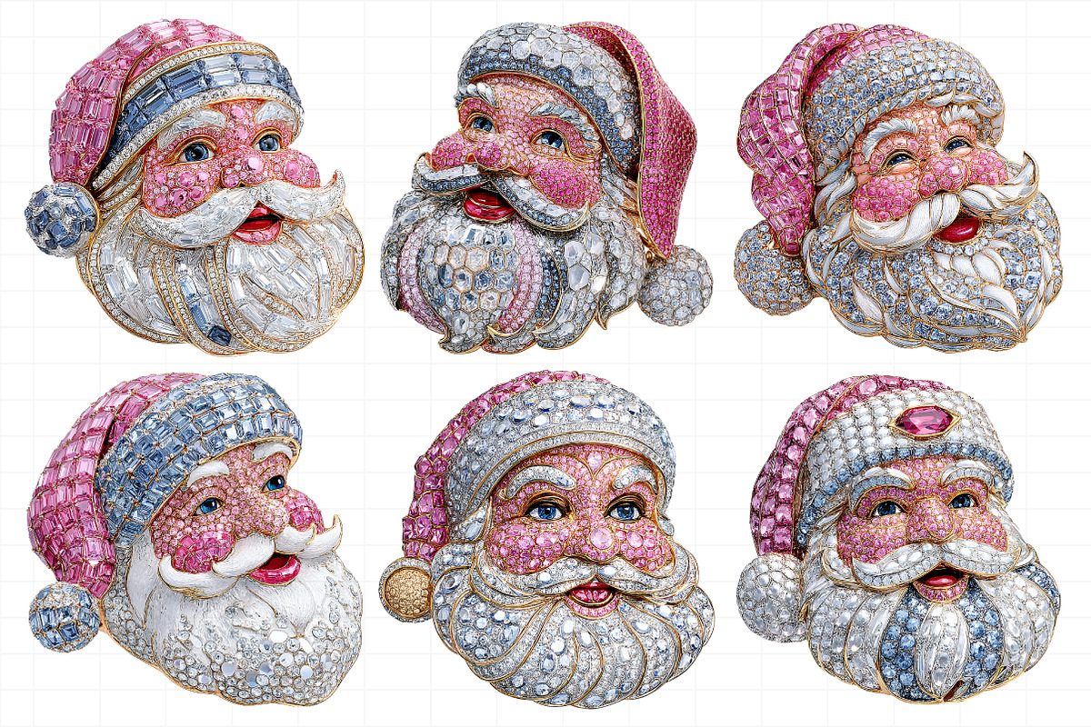 Rhinestone Santa Face Clipart, an Illustration by Daily.Designs (Photo 3 of 4)