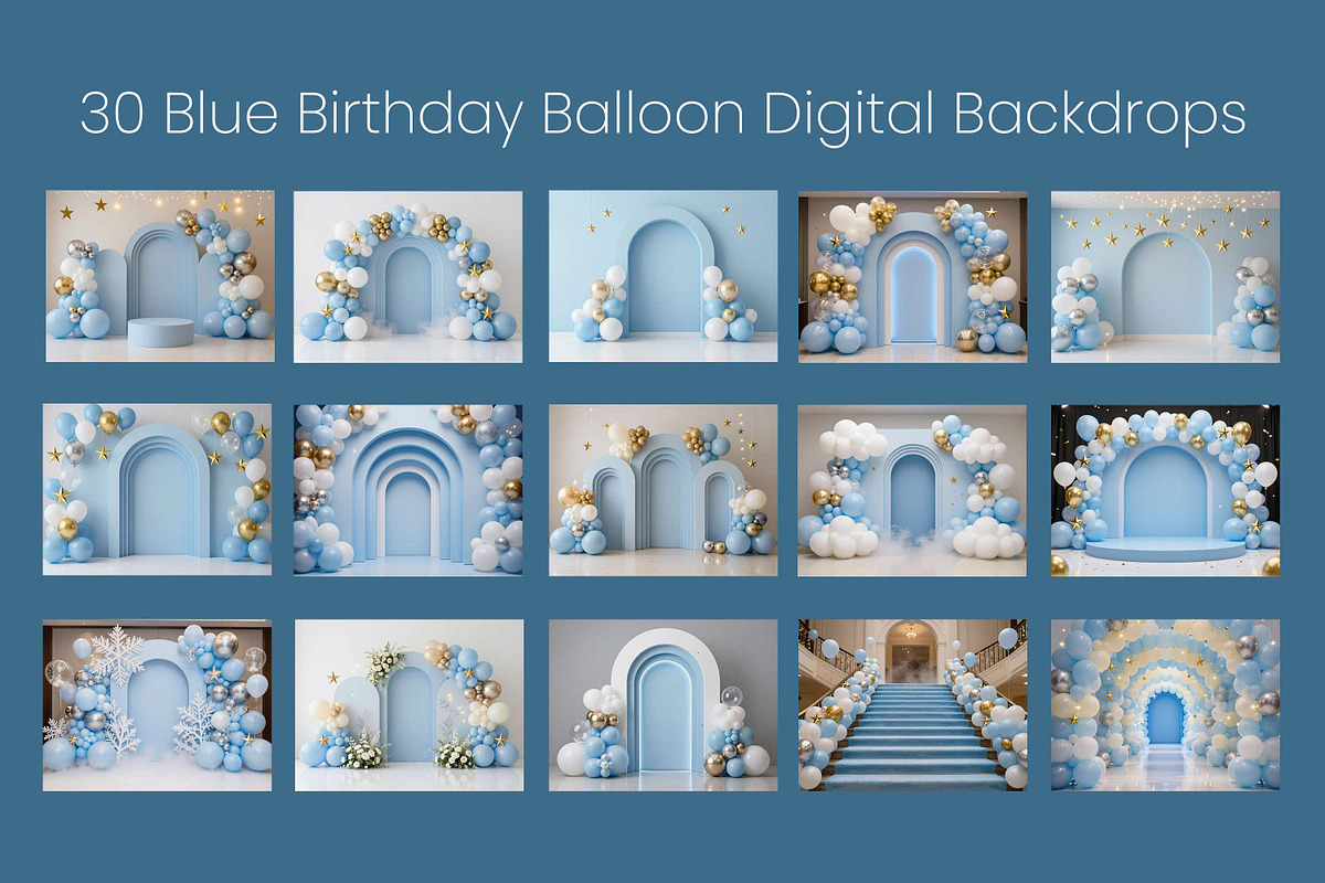 Blue Birthday Balloon Backdrops, a Background Graphic by 3Motional (Photo 9 of 20)