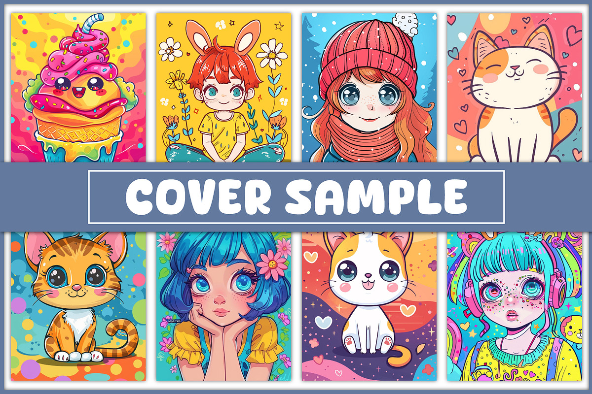 100 Cute Kawaii Coloring Pages, an Education Illustration by BrightMart
