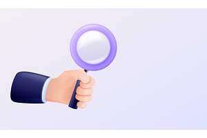 3d hand magnifying glass. Detective, an Education Illustration by Stock-Smart-Start