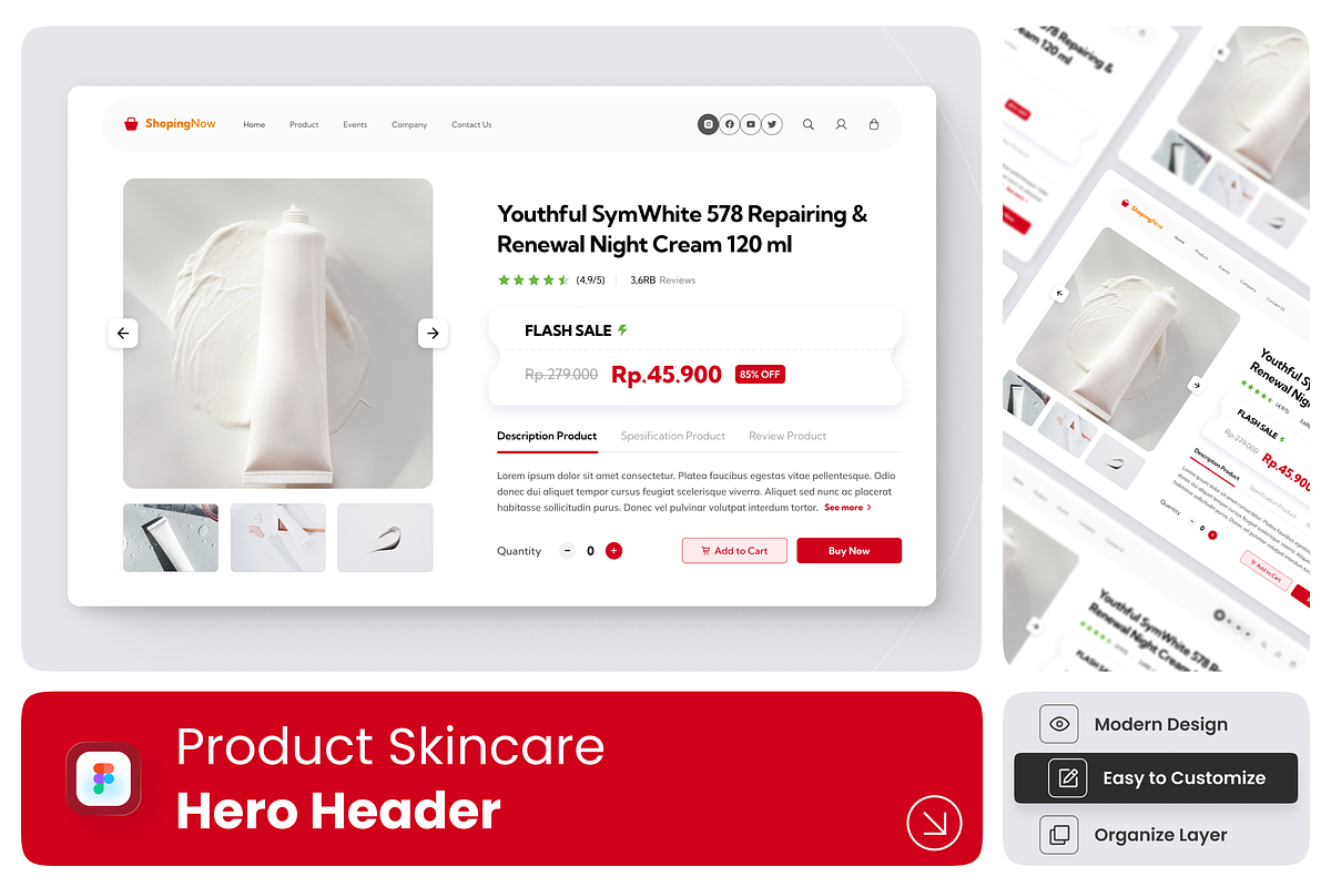 Product Skincare Hero Section, an UI Kit Template by Annora Studio (Photo 1 of 4)