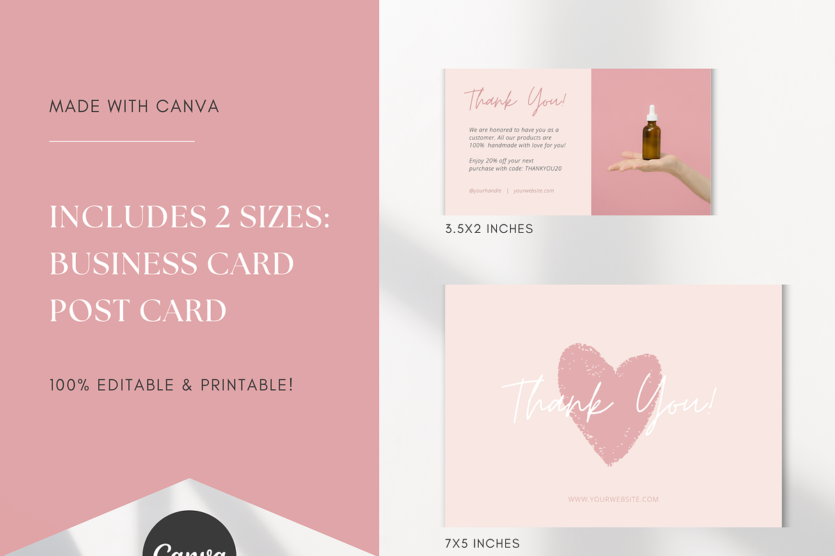 Pink Thank You Card Template (Canva), a Card Template by Gebers Marketing & Design (Photo 4 of 8)