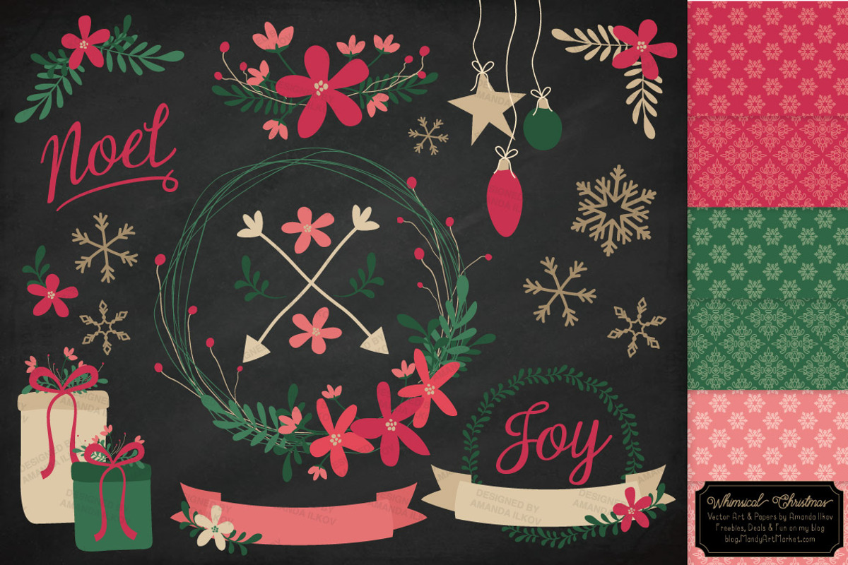 Pretty Christmas Wreaths & Patterns, an Illustration by Amanda Ilkov (Photo 2 of 5)