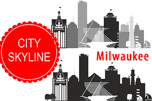 Milwaukee city vector skyline, an Illustration by DimShop