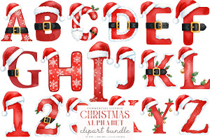 Winter Christmas Santa Alphabet PNG, an Illustration by SinaCreation
