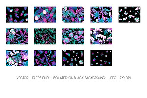 13 Tropical Night Seamless Patterns