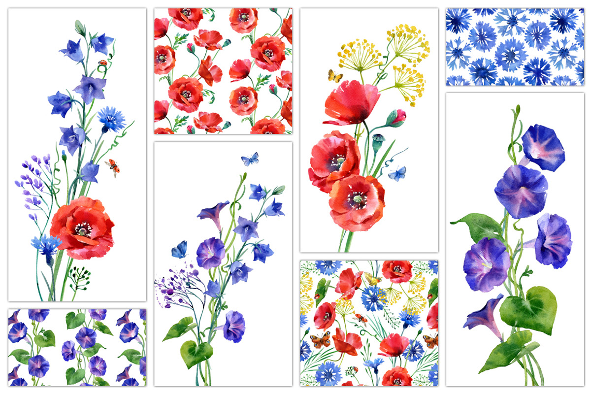watercolor wildflower, an Illustration by ognivo (Photo 3 of 3)