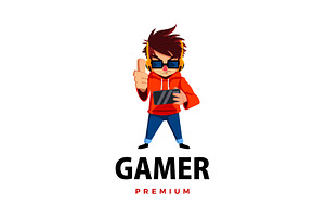 Gamer Thump Up Mascot Character Logo