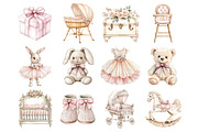 Watercolor Baby Birl Clothesline Cli, a Seasonal Illustration by Design Market (Thumbnail 5 of 6)