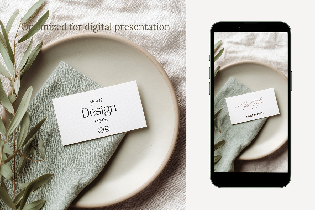 Olive 3.5x2 Place Card Mockup, an Advertising Mockup by Serenefeeling (Photo 5 of 6)