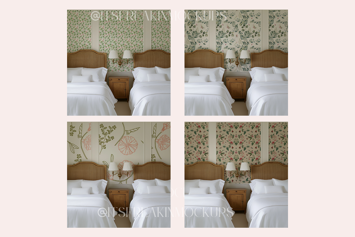 Bedroom Wallpaper Mockup Bundle, a Household Mockup by ItsFreakinMockups (Photo 5 of 5)