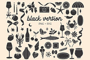 Italian Summer Retro Linocut Clipart, a Decorative Illustration by Ginny and Sam (Thumbnail 3 of 12)