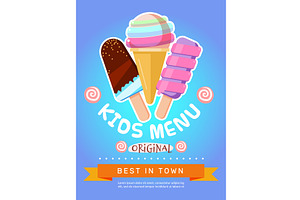 Kids menu. poster design with ice, a Food Illustration by Onyx