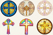 Christian Cross Stained Glass Clipar, an Illustration by OK Design (Thumbnail 2 of 5)