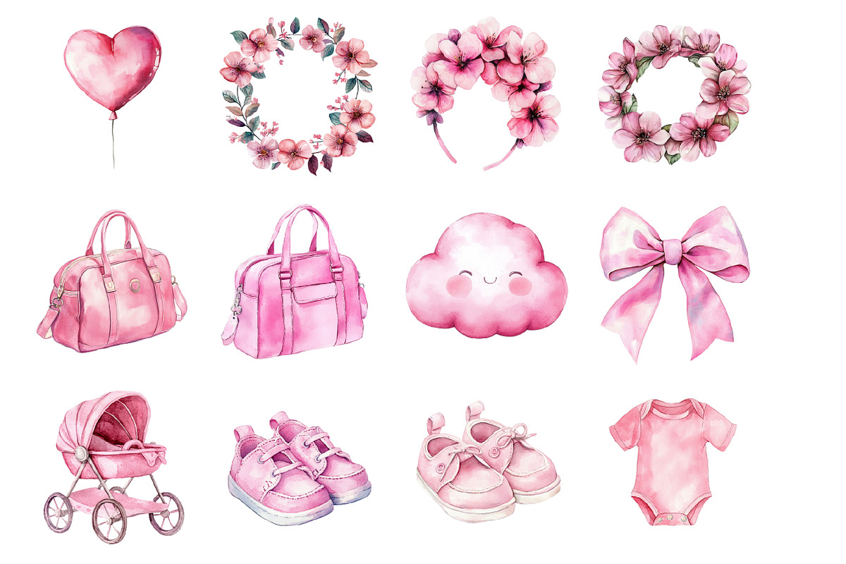 Pink Baby Girl Nursery Clipart, an Illustration by Design Market (Photo 3 of 3)