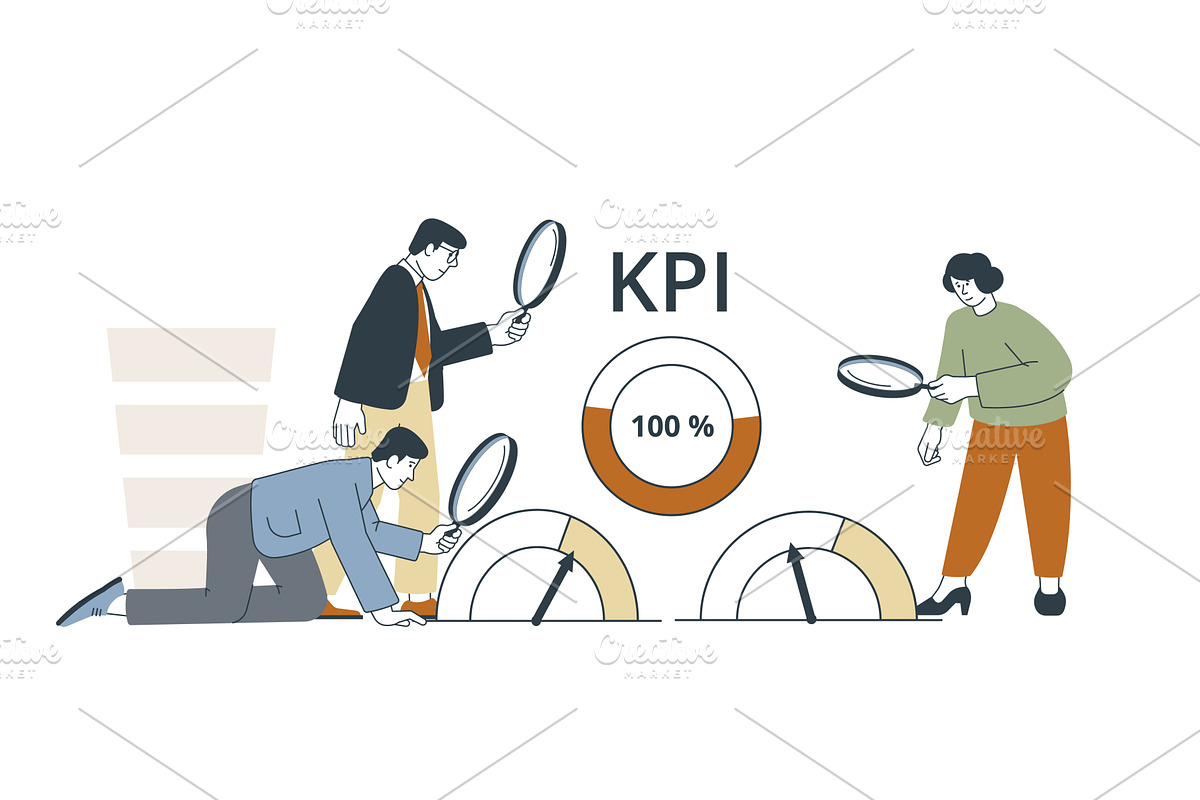 Business metrics, KPI concept, a Person Illustration by LadadikArt
