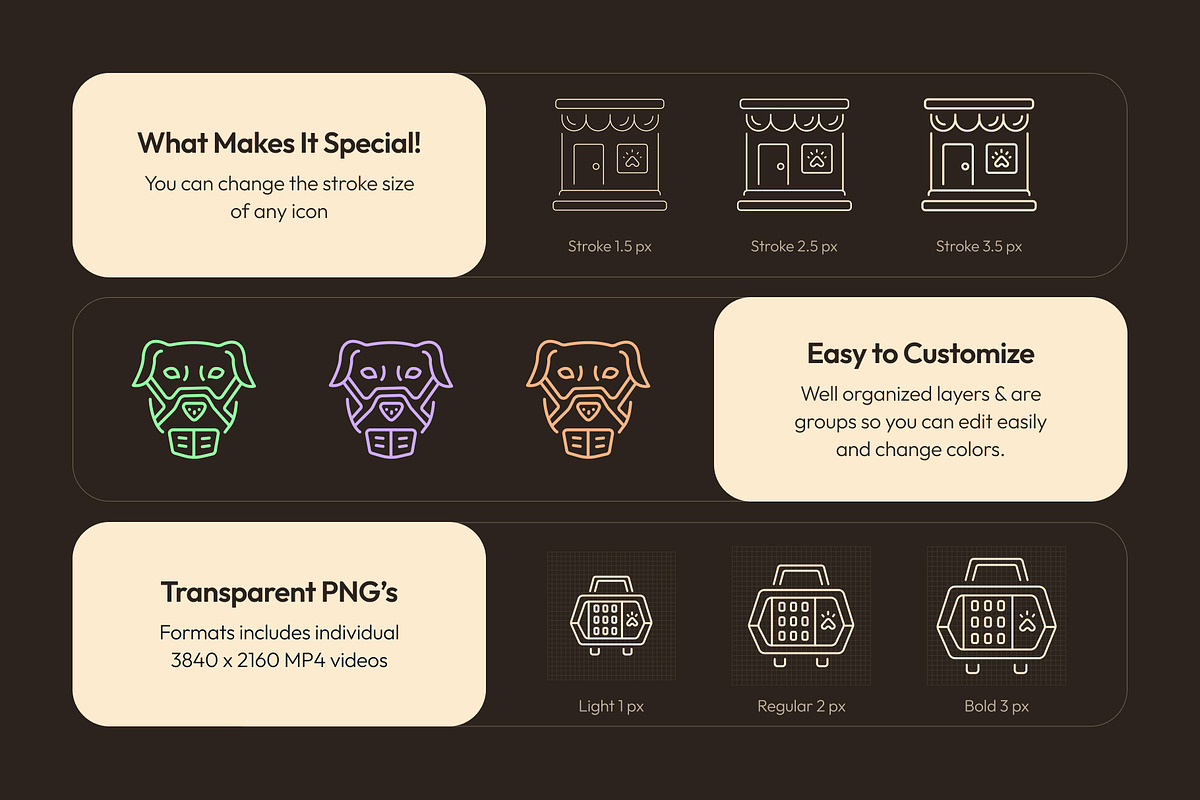 Animated Pet and Veterinary Icon Set, an Outline Icon by Prosymbols (Photo 2 of 4)