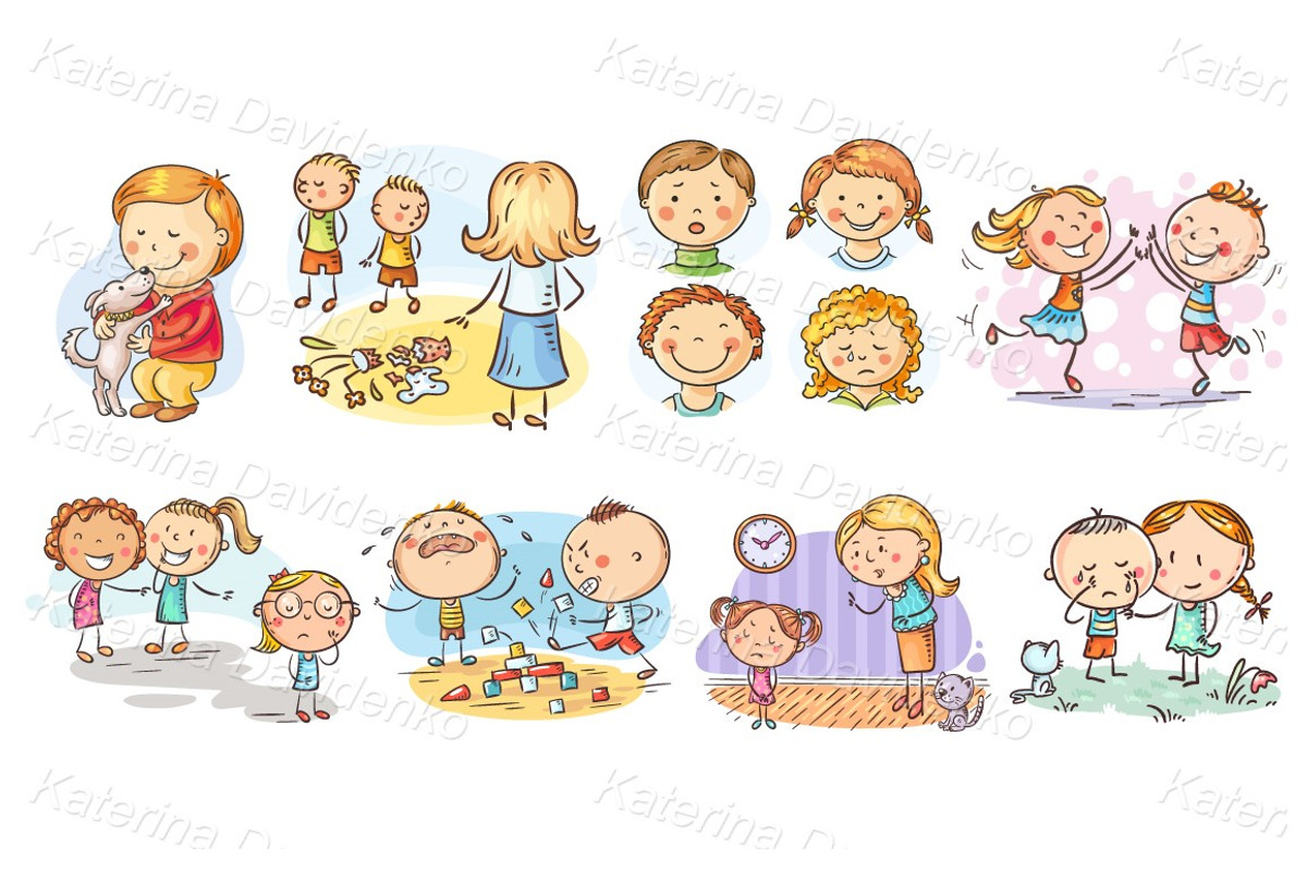 Doodle kids various emotion set, a Person Illustration by Bubert Art (Photo 3 of 7)