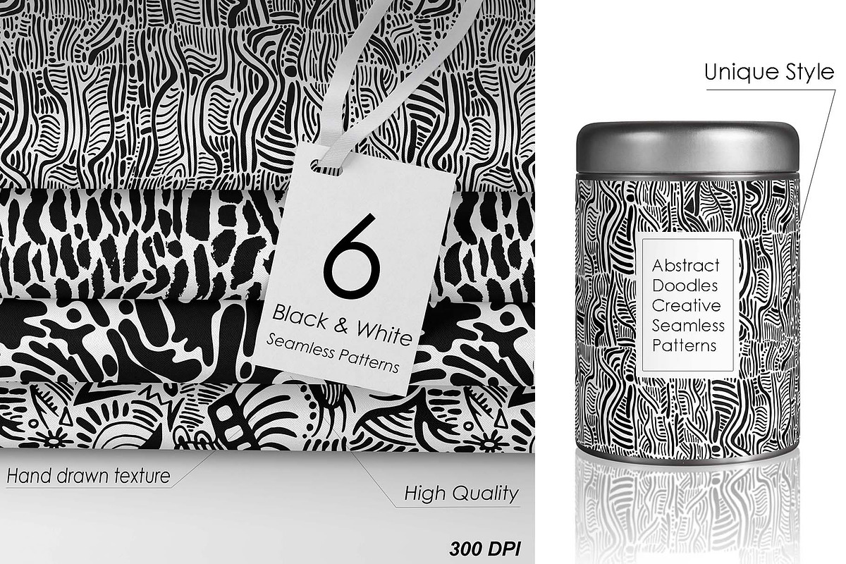 Black & White Hand Drawn 6 Pattern, a Pattern Graphic by Space_Oleandr (Photo 7 of 7)