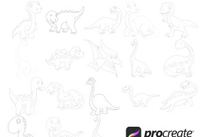 Dinosaur Outline Silhouette Set 4