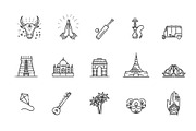 India icons set. Indian attractions, an Outline Icon by Tettygreen (Thumbnail 2 of 2)
