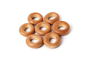 Bread rings isolated, a Photo by saiko3p