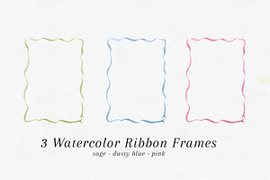Ribbon Watercolor Border in 3 Colors