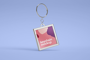 Silver & Card Keychain Mockup Set