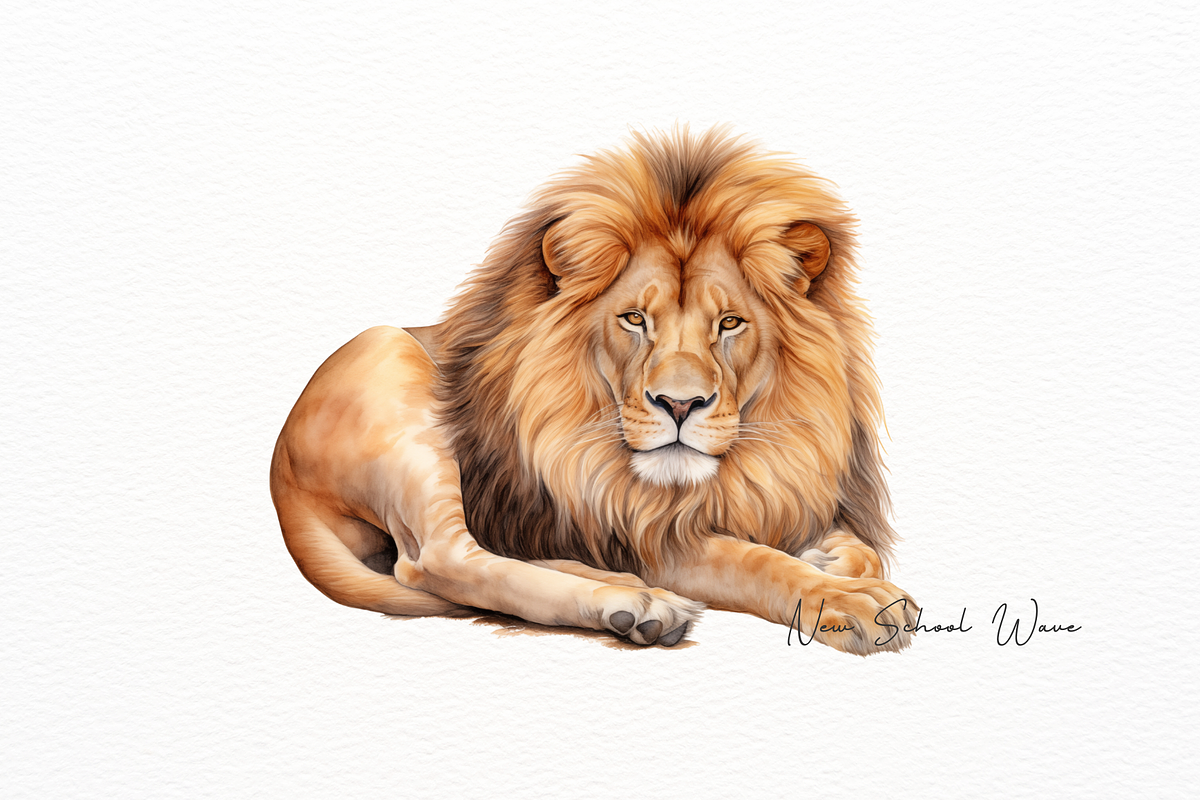 Powerful African Lion Watercolor, an Animal Illustration by New-School-Wave (Photo 4 of 5)