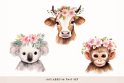 Animals in Floral Crowns Clipart, a Decorative Illustration by illuztrate (Thumbnail 9 of 9)