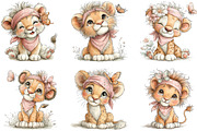 Baby Lion With Butterfly Clipart, an Illustration by CraftArtStudio (Thumbnail 3 of 6)