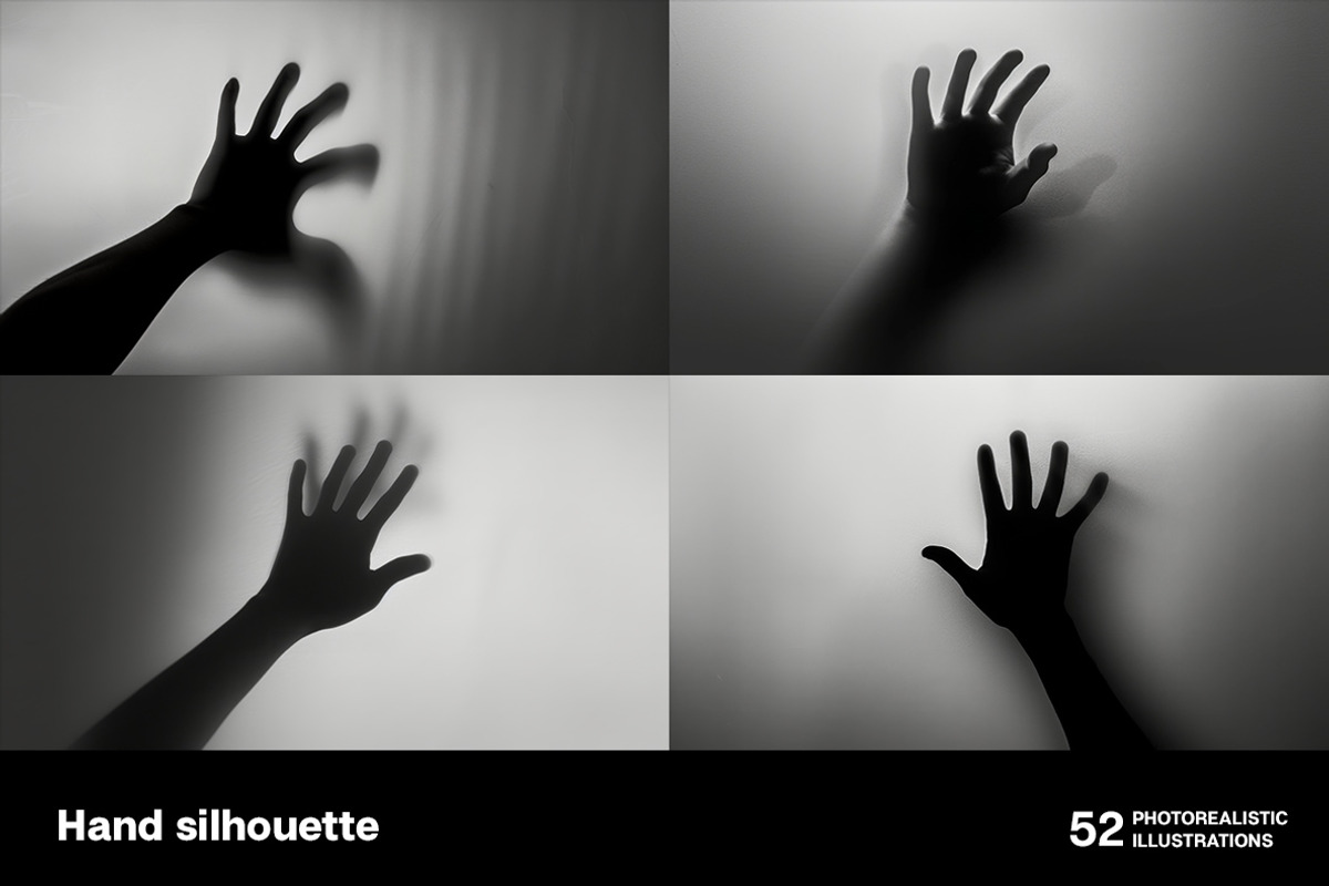 Hand silhouette. 52 images, a Background Graphic by Handmadefont (Photo 9 of 12)