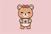 Cute Bear Holding Love Envelope, an Animal Illustration by shazi (Thumbnail 1 of 3)